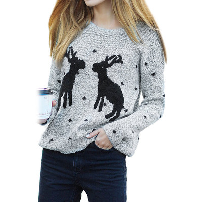 Ежедневен дамски пуловер с изображение в няколко цвята
