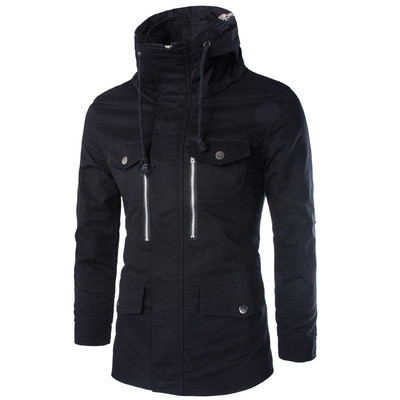 Есенно-зимно мъжко яке с висока яка с връзки