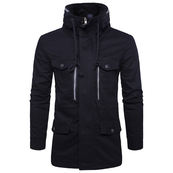 Есенно-зимно мъжко яке с висока яка с връзки