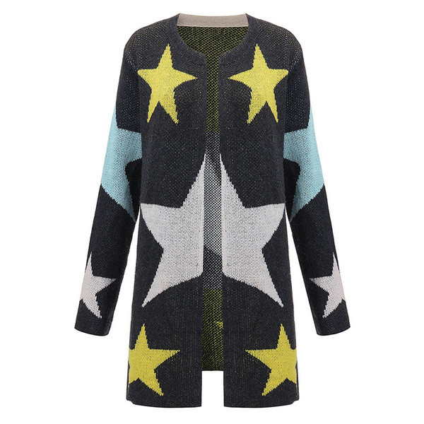 Ежедневна дамска жилетка с изображения на звезди в три цвята