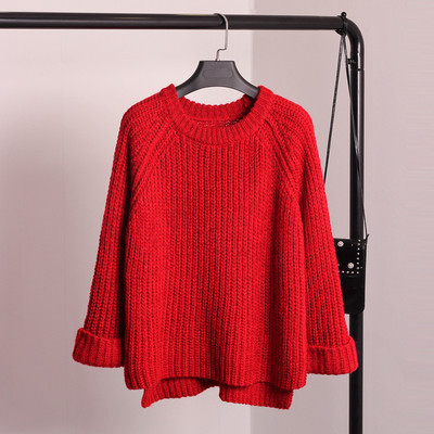 Семпъл плетен дамски пуловер в няколко цвята с асиметрична дължина