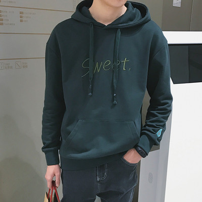 Спортен мъжки суичър с качулка в няколко цвята с надпис