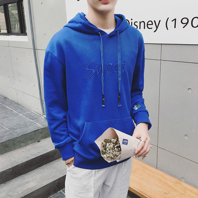 Спортен мъжки суичър с качулка в няколко цвята с надпис