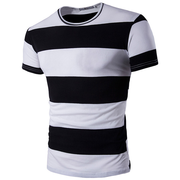 Раирана мъжка тениска с къс ръкав в 4 разцветки