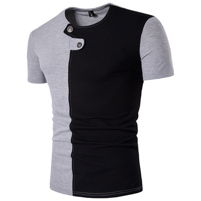 Стилна двуцветна блуза с декоративни копчета в 3 разцветки