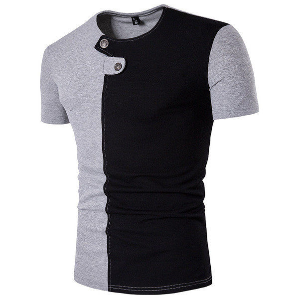 Стилна двуцветна блуза с декоративни копчета в 3 разцветки