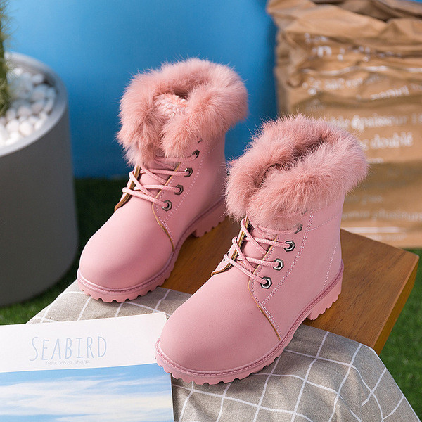 Ретро боти за момичета с устойчива подметка с пух в няколко цвята