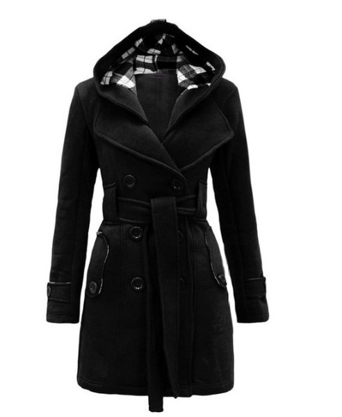 Дълго дамско яке с качулка и колан