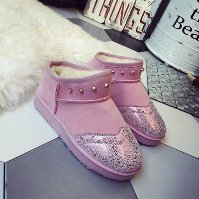 Топли дамски боти в няколко цвята с декорация нит