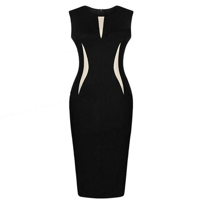 Дамска миди рокля с бял мотив