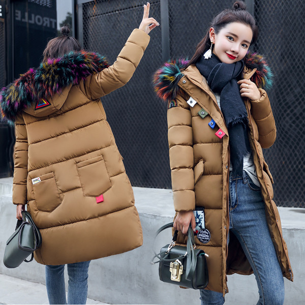 Κομψό γυναικείο μπουφάν με γούνα στο κολάρο, διάφορα χρώματα