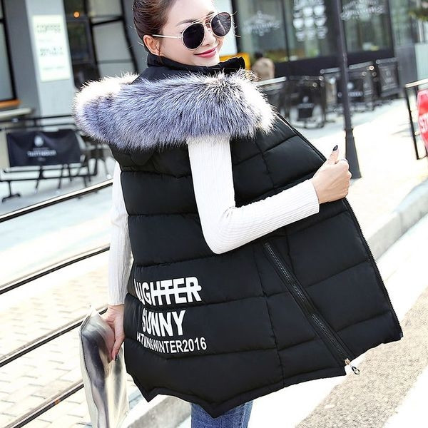 Спортно-елегантен дълъг дамски елек с качулка с пух, в няколко цвята