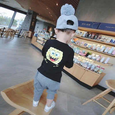 Анимационна детска блуза за момчета с апликация на гърба в няколко цвята, подходяща за есента