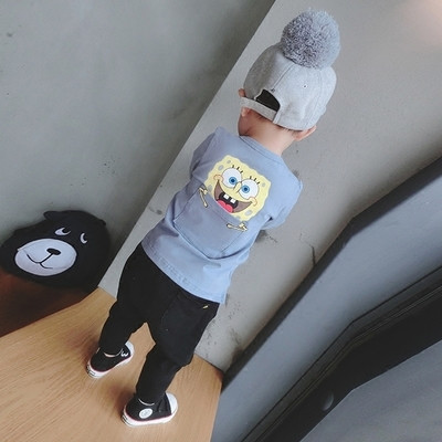 Анимационна детска блуза за момчета с апликация на гърба в няколко цвята, подходяща за есента