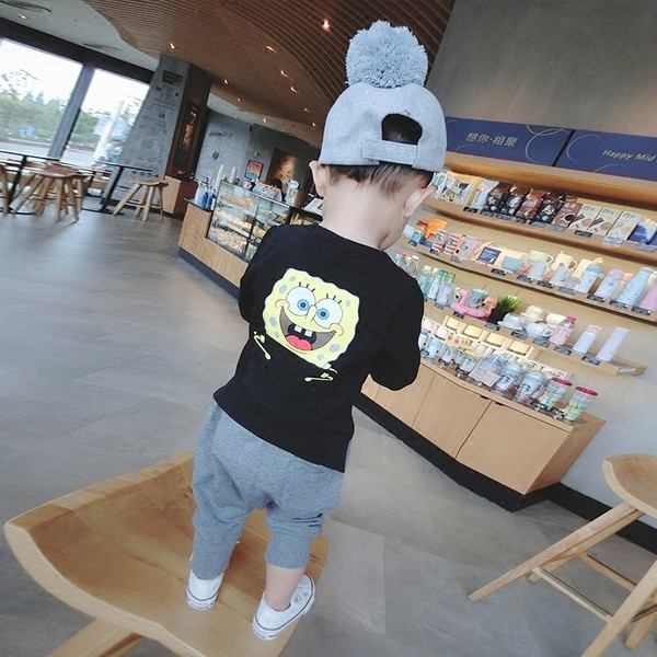 Анимационна детска блуза за момчета с апликация на гърба в няколко цвята, подходяща за есента