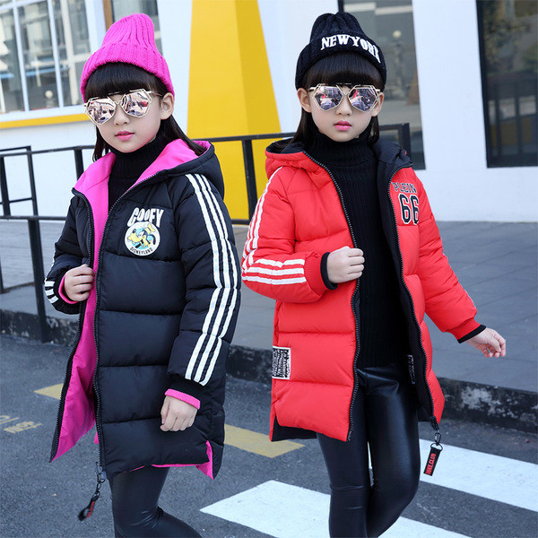 Дълго зимно детско яке с качулка и пух в три цвята