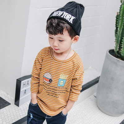 Ежедневна детска тениска за момчета на райе с изображение, в три цвята