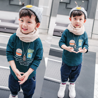 Ежедневна детска тениска за момчета на райе с изображение, в три цвята