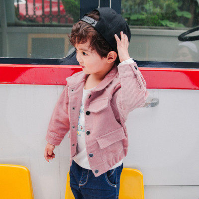 Κομψό παιδικό μπουφάν για αγόρια σε ροζ και πράσινο χρώμα