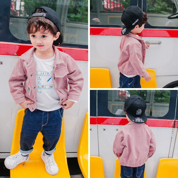 Κομψό παιδικό μπουφάν για αγόρια  σε ροζ και πράσινο χρώμα