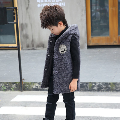 Стилен детски дълъг елек за момичета и момчета в розов, червен и сив цвят