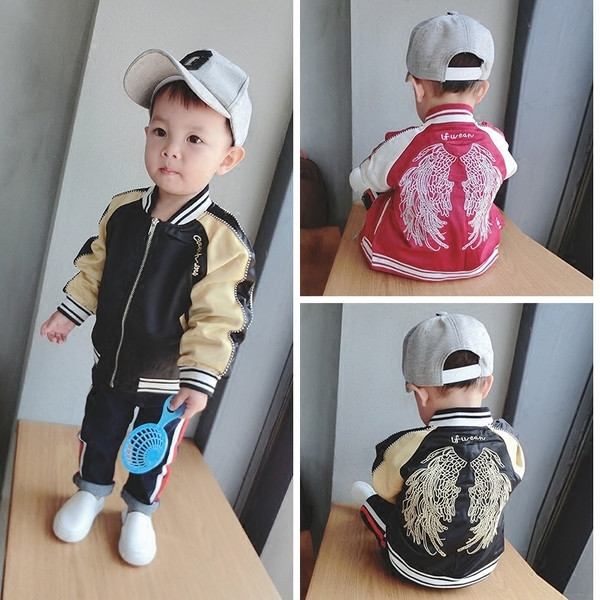 Бейзболно яке за момчета в черен и червен цвят