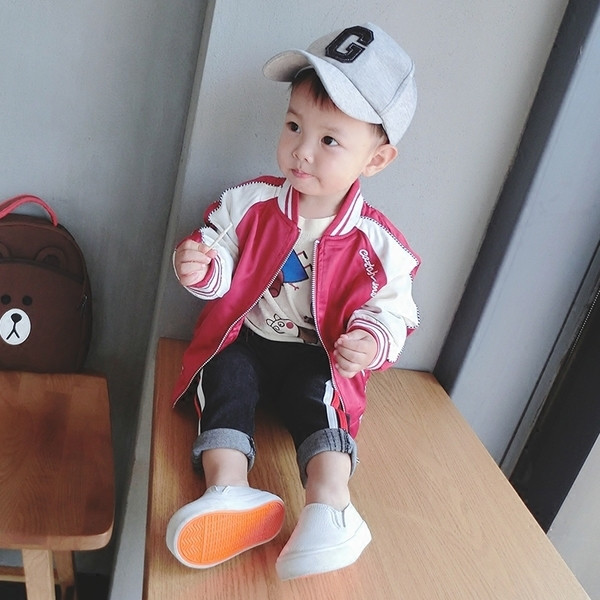 Бейзболно яке за момчета в черен и червен цвят