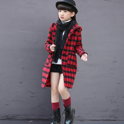 Елегантно детско палто на каре с качулка в различни цветове