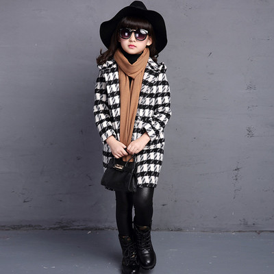 Елегантно детско палто на каре с качулка в различни цветове