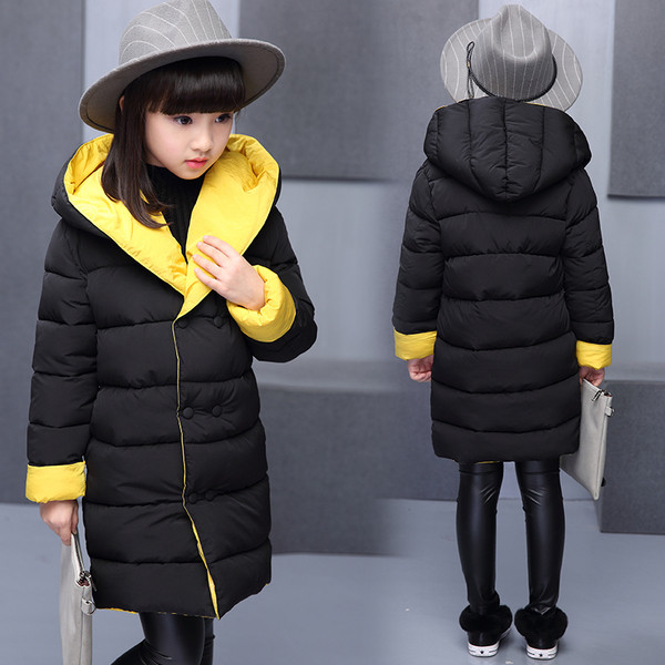 Стилно дълго зимно яке за момичета с качулка в три разцветки