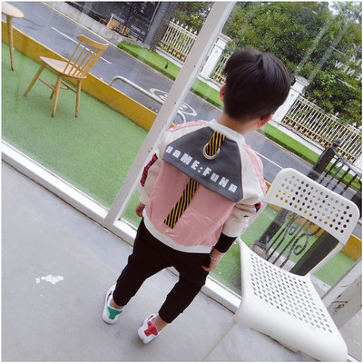 Стилно детско яке за момчета в черен и розов цвят