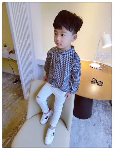 Детска риза за момчета на каре в два цвята