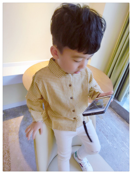 Детска риза за момчета на каре в два цвята