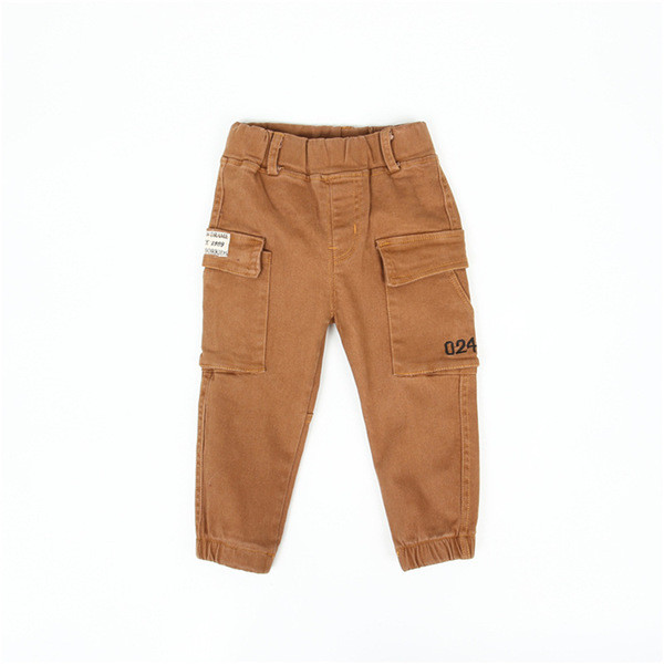 Стилни детски дънки за момчета с джобове, в черен и кафяв цвят