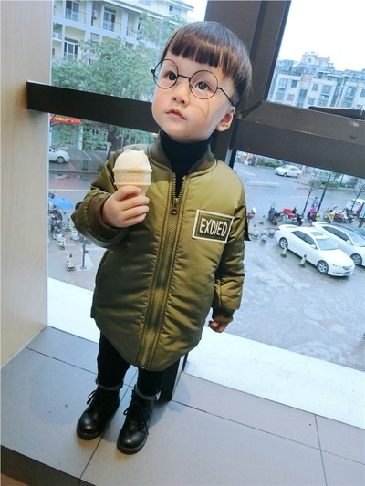 Зимно дълго детско яке за момчета с надписи