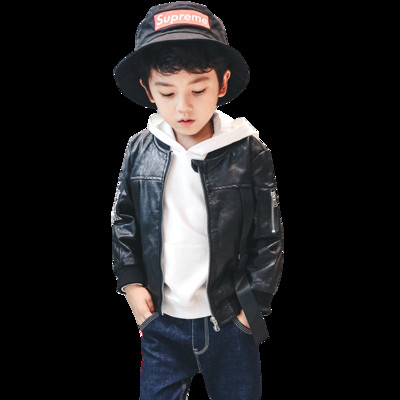 Παιδικό φθινοπωρινό μπουφάν για αγόρια από συνθετικό δέρμα σε δύο χρώματα