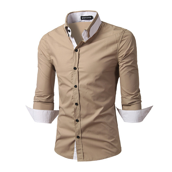 Изчистена мъжка риза в няколко цвята с бяла яка