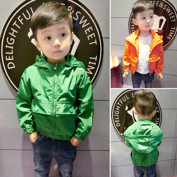 Καθημερινό παιδικό μπουφάν για αγόρια σε πράσινο και πορτοκαλί χρώμα