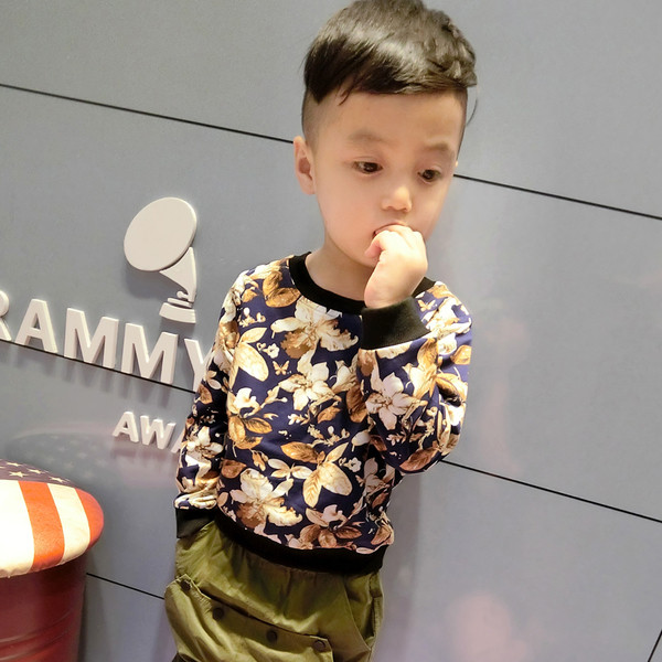 Φθινοπωρινή παιδική μπλούζα για αγόρια με floral μοτίβο, κατάλληλη για την καθημερινή ζωή