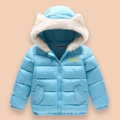 Παιδικό μπουφάν για κορίτσια με κουκούλα και γούνα