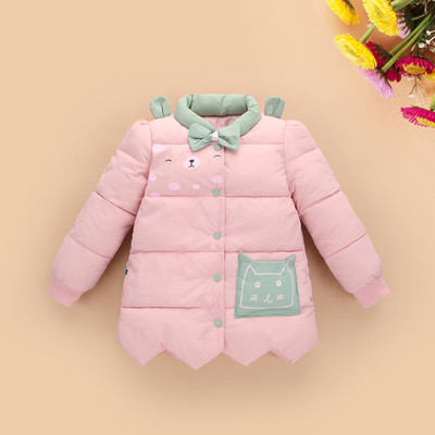 Απαλό χειμωνιάτικο μπουφάν για κορίτσια με κορδέλα σε τρία χρώματα