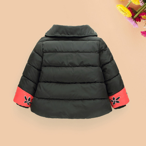 Детско яке за момичета с панделка и флорална бродерия