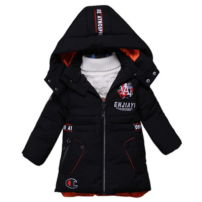Καθημερινό χειμωνιάτικο παιδικό μπουφάν για αγόρια με κουκούλα και επιγραφές