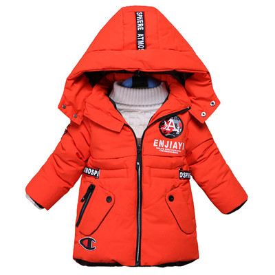 Καθημερινό χειμωνιάτικο παιδικό μπουφάν για αγόρια με κουκούλα και επιγραφές