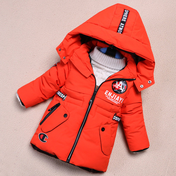 Καθημερινό χειμωνιάτικο παιδικό μπουφάν για αγόρια με κουκούλα και επιγραφές