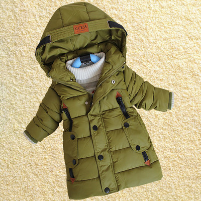 Ежедневно зимно яке за момчета и момичета в дълъг урок в син и зелен цвят