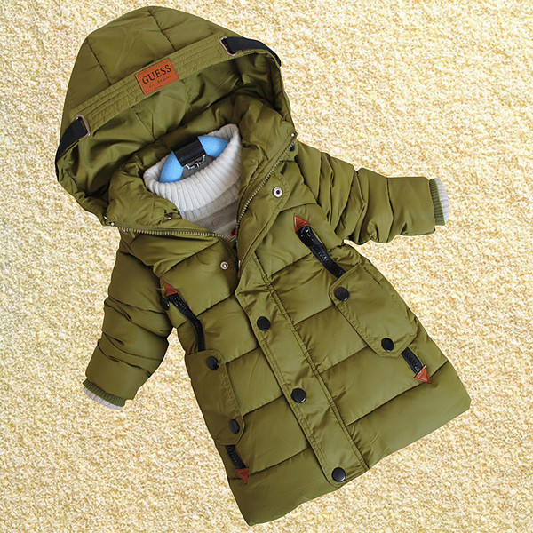 Ежедневно зимно яке за момчета и момичета в дълъг урок в син и зелен цвят