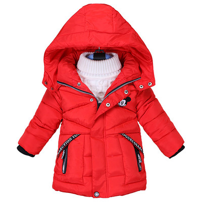 Χειμερινό μπουφάν για αγόρια με κουκούλα και εφαρμογές