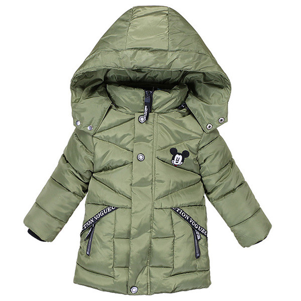 Χειμερινό μπουφάν για αγόρια με κουκούλα και εφαρμογές