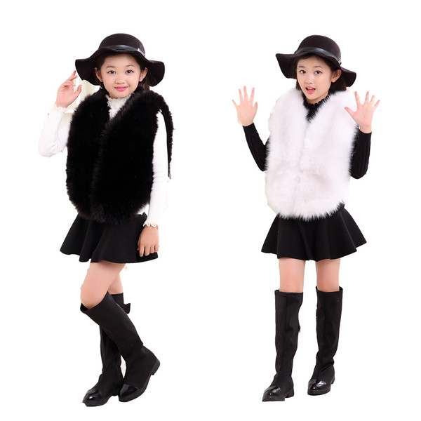 Стилен елек за момичета от изкуствен косъм в различни цветове